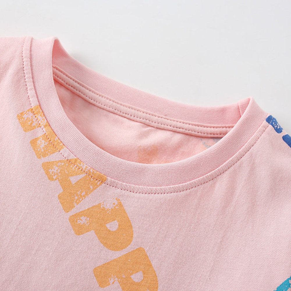MyKids-USA® Baby Kids Letters and Geometric Pattern T-shirt and Shorts Clothing Set for Girls