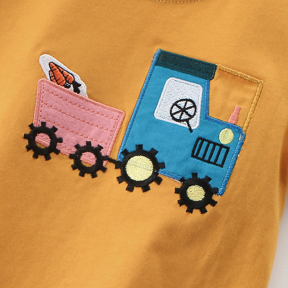 MyKids-USA® Boys’ Tractor Cartoon Pattern T-shirt in European and American Style