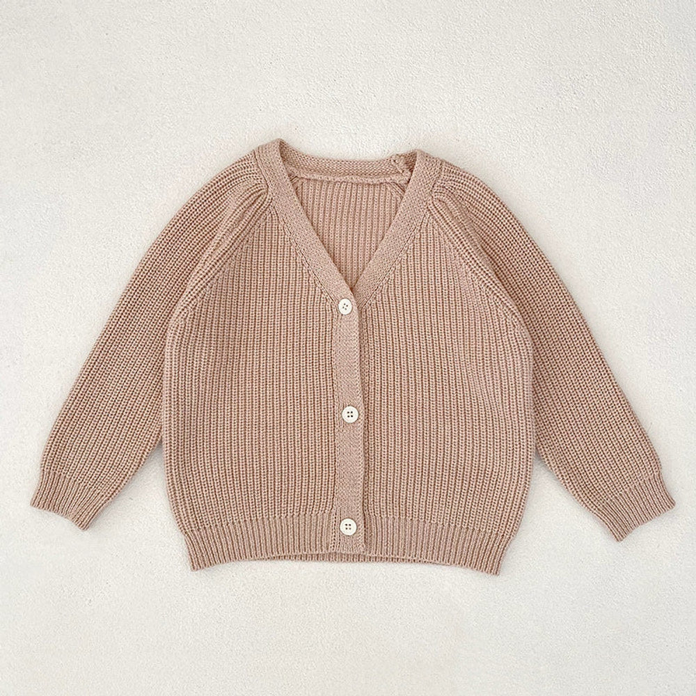 MyKids-USA® Baby Kids Unisex Comfortable Solid Color Knitted Long Sleeves V Neck Cardigan