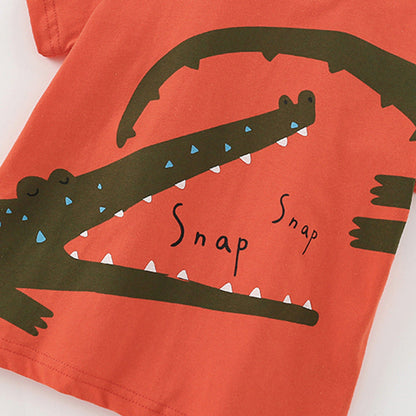 MyKids-USA® Baby Kids Cartoon Crocodiles Pattern T-shirt and Plain Shorts Casual Clothing Set for Boys