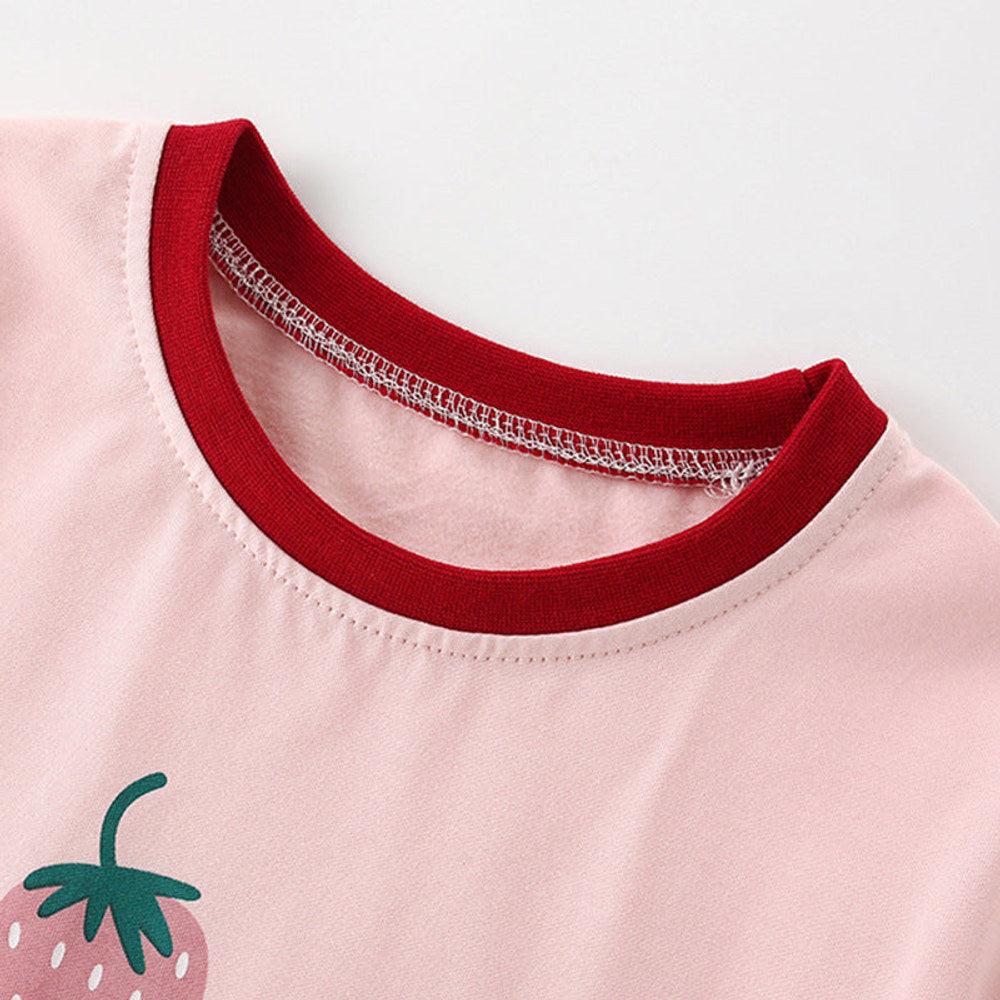 MyKids-USA® Pink Strawberry Pattern Short Sleeves Cute Dress for Stylish Girls