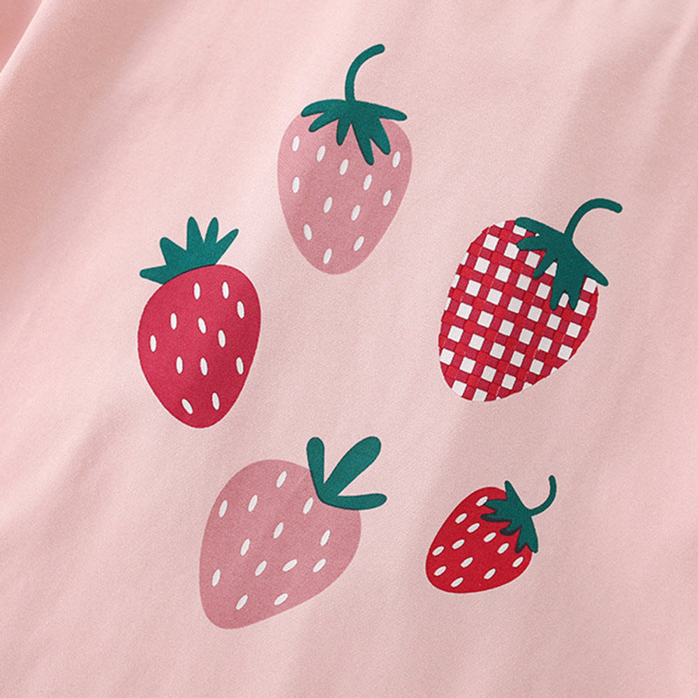 MyKids-USA® Pink Strawberry Pattern Short Sleeves Cute Dress for Stylish Girls