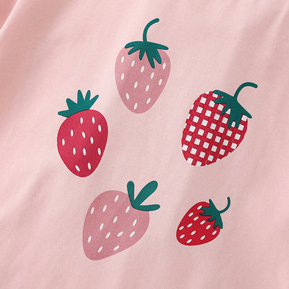 MyKids-USA® Pink Strawberry Pattern Short Sleeves Cute Dress for Stylish Girls