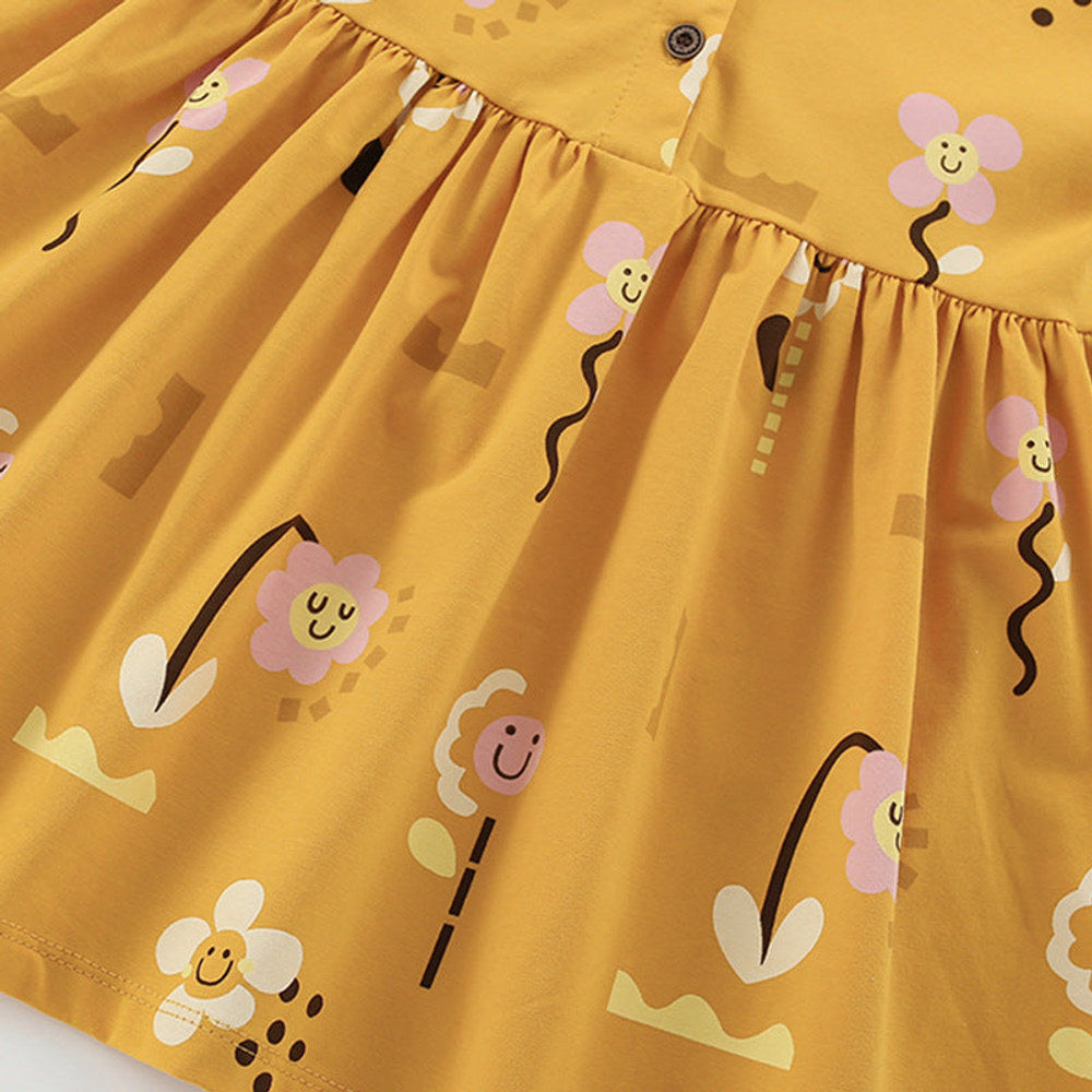 MyKids-USA® Flowers Cartoon Pattern Short Sleeves Cute Dress for Stylish Girls