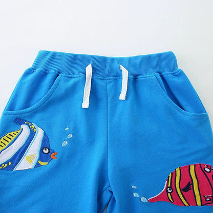 MyKids-USA® Baby Kids Boys Cotton Casual Style Cartoon Fish Pattern Shorts