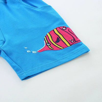 MyKids-USA® Baby Kids Boys Cotton Casual Style Cartoon Fish Pattern Shorts