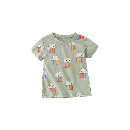 MyKids-USA® Girls’ Cute Ice-cream Cartoon Pattern Short Sleeves T-shirt in European and American Style