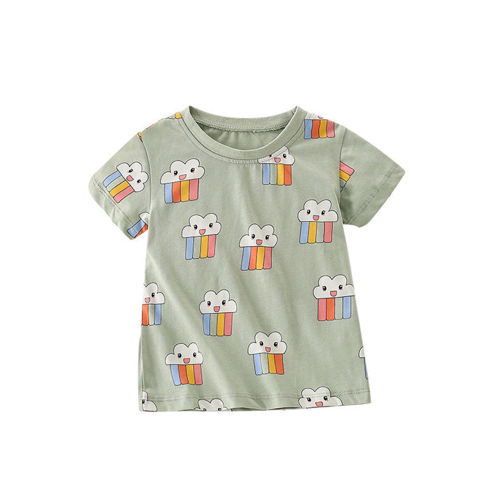 MyKids-USA® Girls’ Cute Ice-cream Cartoon Pattern Short Sleeves T-shirt in European and American Style