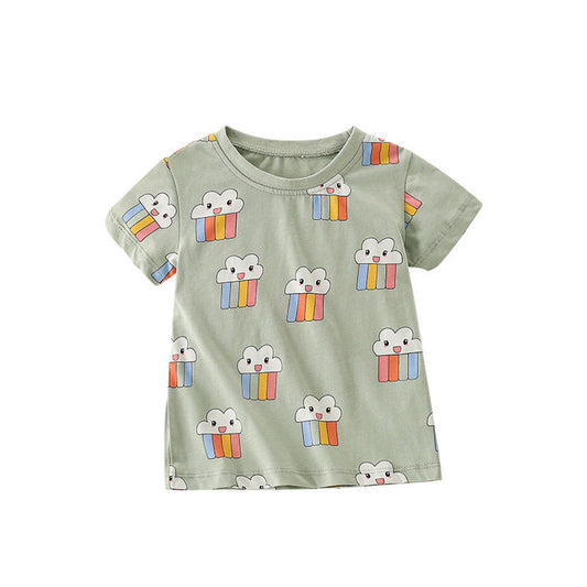 MyKids-USA® Girls’ Cute Ice-cream Cartoon Pattern Short Sleeves T-shirt in European and American Style