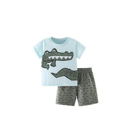 MyKids-USA® Baby Kids Cartoon Crocodiles Pattern T-shirt and Shorts Casual Clothing Set for Boys