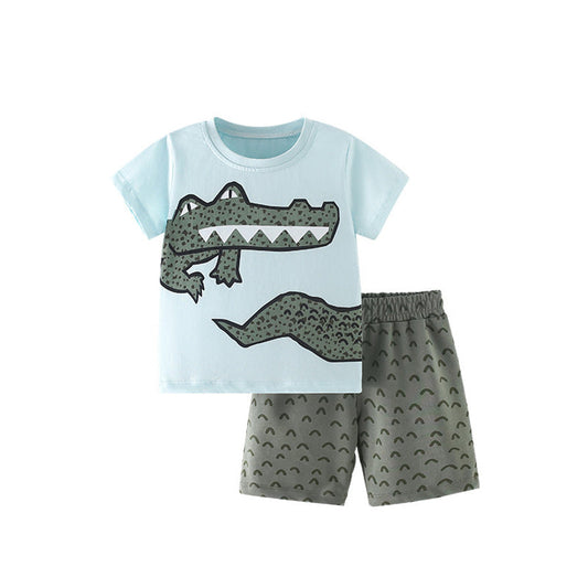MyKids-USA® Baby Kids Cartoon Crocodiles Pattern T-shirt and Shorts Casual Clothing Set for Boys