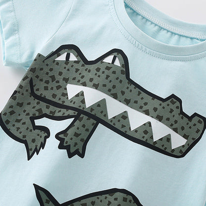 MyKids-USA® Baby Kids Cartoon Crocodiles Pattern T-shirt and Shorts Casual Clothing Set for Boys