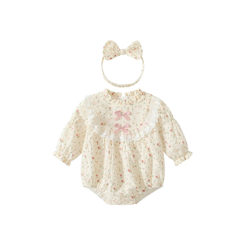 MyKids-USA® Baby Girls Floral Pattern Ruffle Neck bodysuit Bodysuits