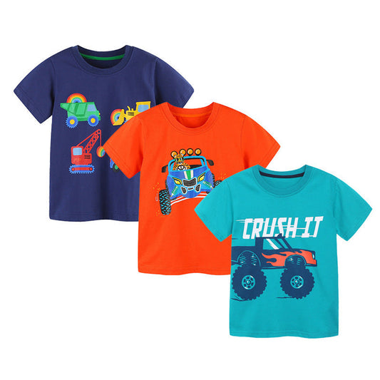 MyKids-USA® Summer Baby Kids Racing Car Cartoon Pattern T-shirt Clothing Set for Boys