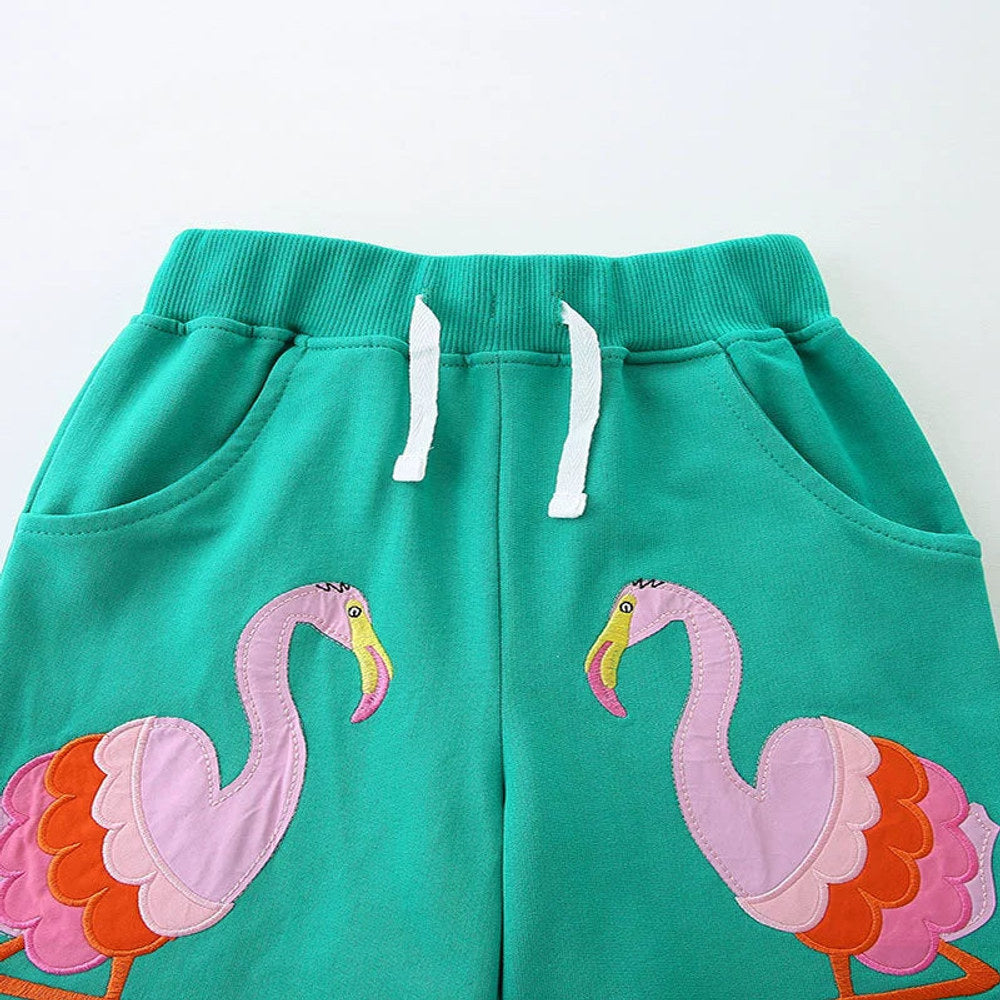 MyKids-USA® Baby Kids Girls Cotton Casual Style Flamingo Cartoon Pattern Shorts