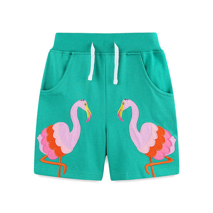 MyKids-USA® Baby Kids Girls Cotton Casual Style Flamingo Cartoon Pattern Shorts