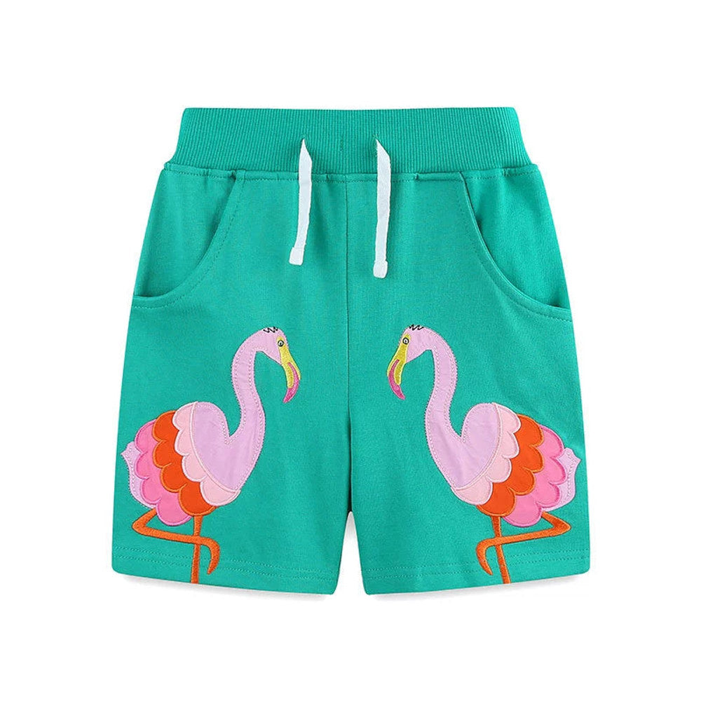 MyKids-USA® Baby Kids Girls Cotton Casual Style Flamingo Cartoon Pattern Shorts