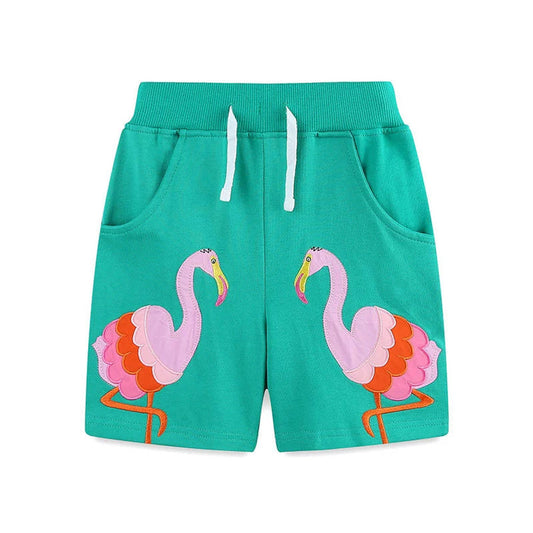 MyKids-USA® Baby Kids Girls Cotton Casual Style Flamingo Cartoon Pattern Shorts