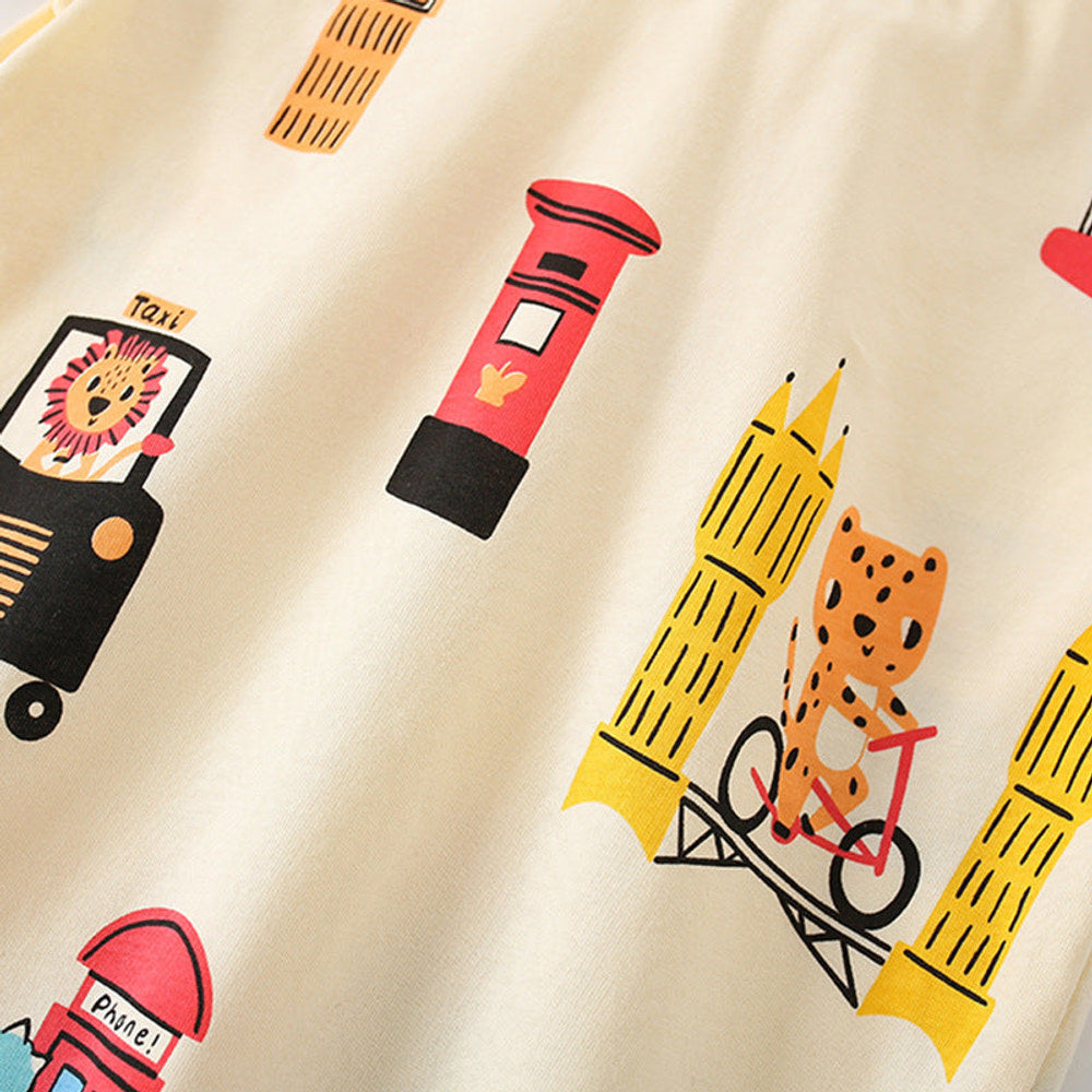 MyKids-USA® Boys’ English Elements Cartoon Pattern T-shirt in European and American Style