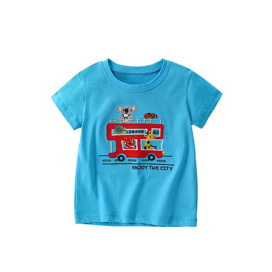 MyKids-USA® Boys’ English Elements and Animals Cartoon Pattern T-shirt in European and American Style