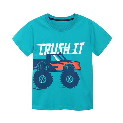 MyKids-USA® Summer Baby Kids Cars and Excavator Cartoon Pattern T-shirt Clothing Set for Boys