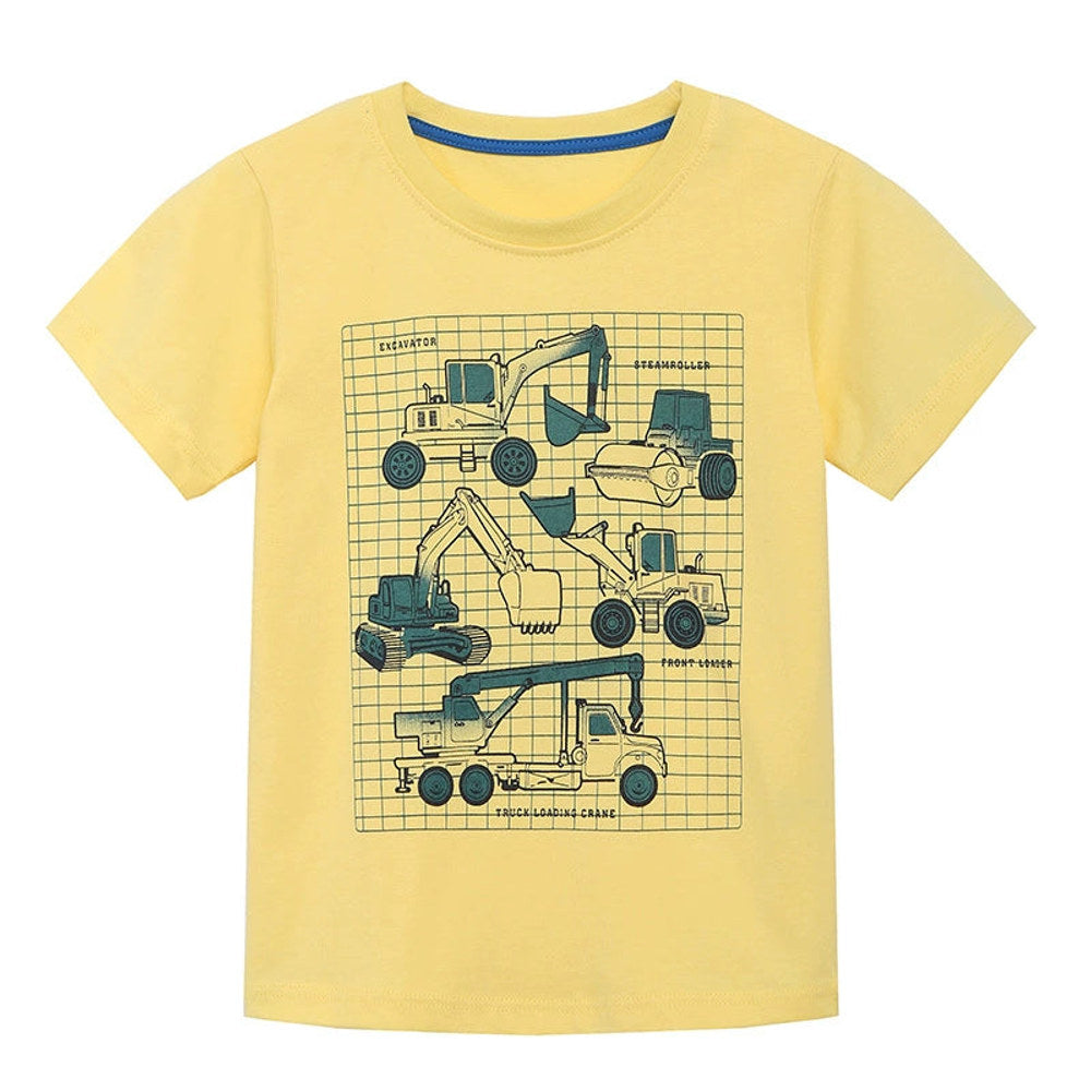 MyKids-USA® Summer Baby Kids Cars and Excavator Cartoon Pattern T-shirt Clothing Set for Boys