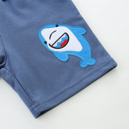 MyKids-USA® Baby Kids Boys Cotton Casual Style Cartoon Sharks Pattern Shorts