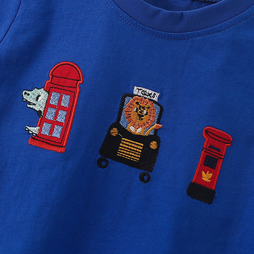 MyKids-USA® Boys’ English Elements and Animals Cartoon Pattern T-shirt in European and American Style