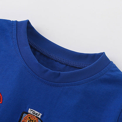 MyKids-USA® Boys’ English Elements and Animals Cartoon Pattern T-shirt in European and American Style