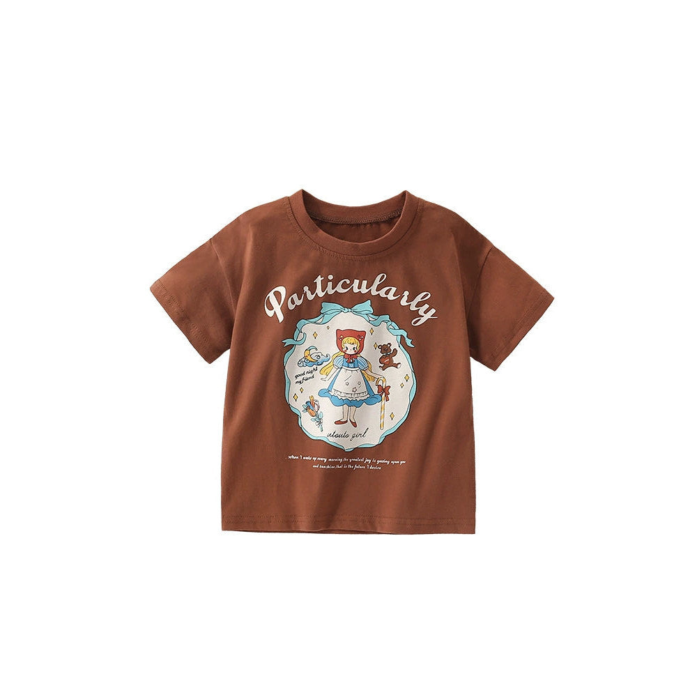MyKids-USA® Girls’ Princess Cartoon Pattern Short Sleeves T-shirt in European and American Style