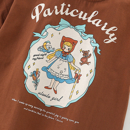 MyKids-USA® Girls’ Princess Cartoon Pattern Short Sleeves T-shirt in European and American Style