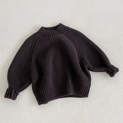 MyKids-USA® Baby Kids Unisex Comfortable Solid Color Knitted Long Sleeves Sweater with Turtleneck