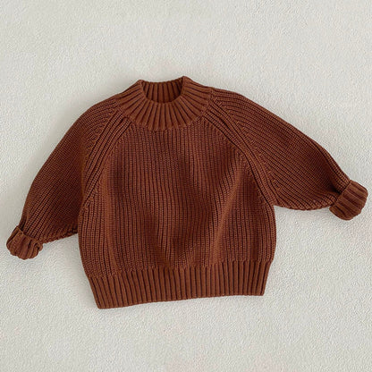 MyKids-USA® Baby Kids Unisex Comfortable Solid Color Knitted Long Sleeves Sweater with Turtleneck