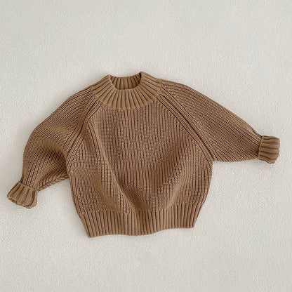 MyKids-USA® Baby Kids Unisex Comfortable Solid Color Knitted Long Sleeves Sweater with Turtleneck