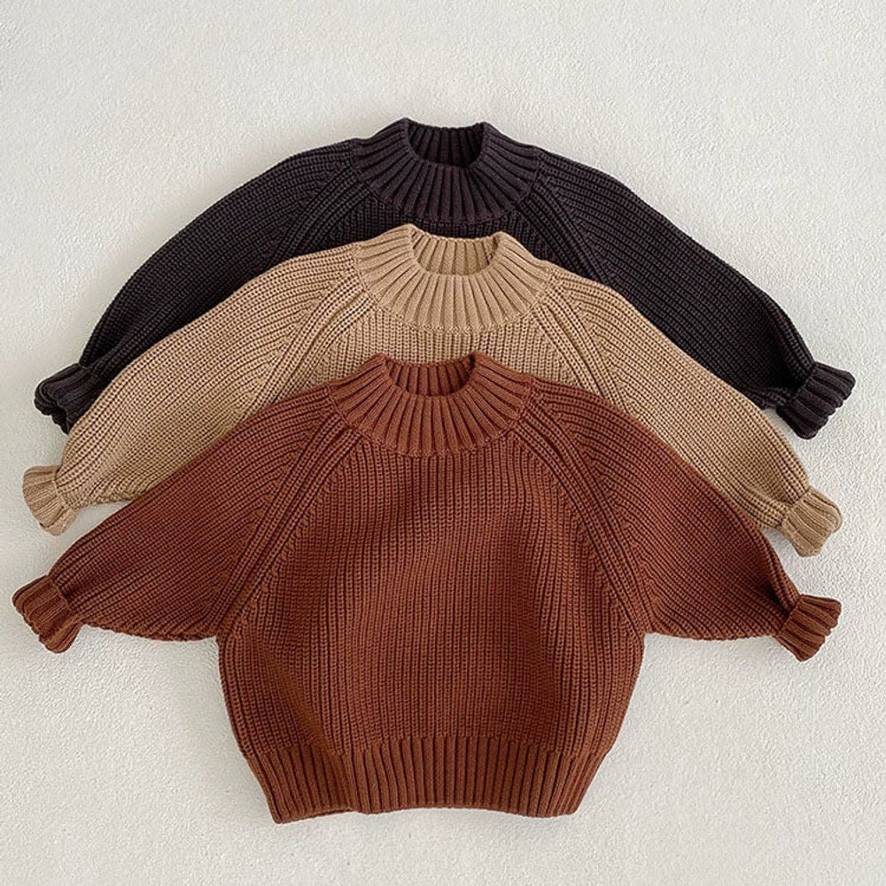 MyKids-USA® Baby Kids Unisex Comfortable Solid Color Knitted Long Sleeves Sweater with Turtleneck