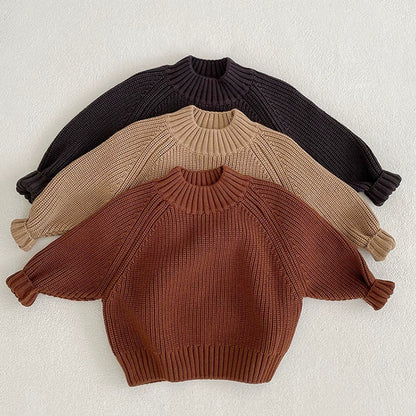 MyKids-USA® Baby Kids Unisex Comfortable Solid Color Knitted Long Sleeves Sweater with Turtleneck