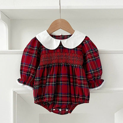 MyKids-USA® Baby Girls English-style Plaid Pattern Long Sleeves bodysuit and Dress – Princess Sister Matching Set