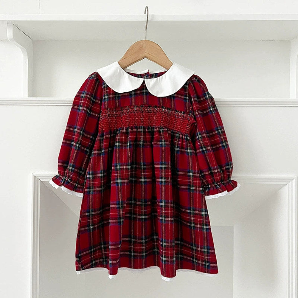 MyKids-USA® Baby Girls English-style Plaid Pattern Long Sleeves bodysuit and Dress – Princess Sister Matching Set