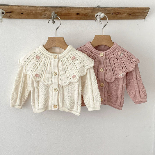 MyKids-USA® Baby Girls Comfortable Argyle Jacquard Pattern Knitted Long Sleeves Cardigan