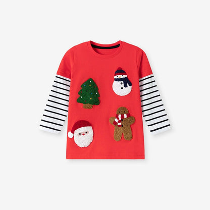 MyKids-USA® Boys Christmas Cartoon Pattern Long Sleeves Crew Neck Top Sweatshirt and Plain Pants Clothing Set