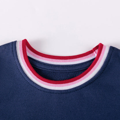 MyKids-USA® Cherry Pattern Long Sleeves Striped Crew Neck Dress for Stylish Girls
