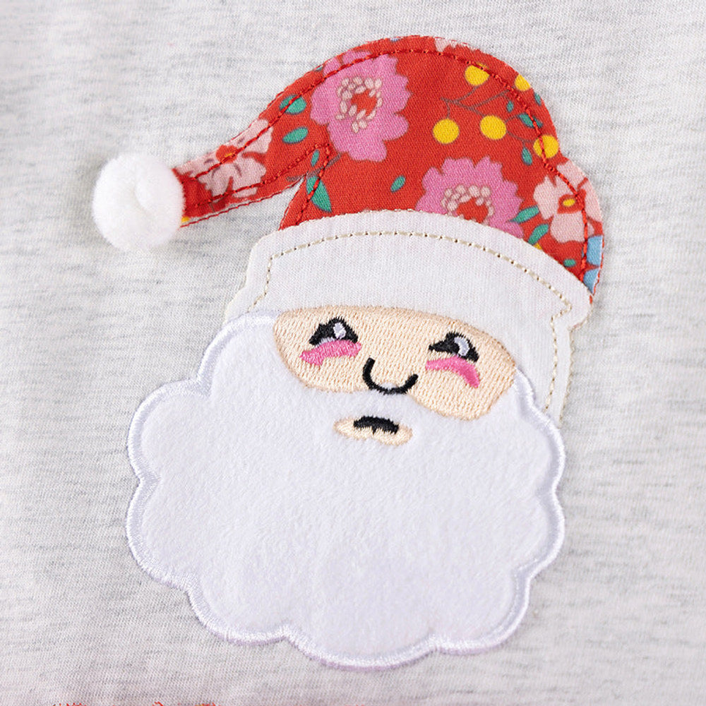 MyKids-USA® Cartoon Christmas and Snowflakes Pattern Long Sleeves Crew Neck Dress for Stylish Girls