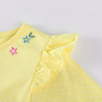 MyKids-USA® Autumn Arrival Cartoon Rabbits and Flowers Pattern Long Sleeves Crew Neck Dress for Stylish Girls