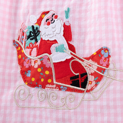 MyKids-USA® Cartoon Animals Christmas Pattern Long Sleeves Crew Neck Dress for Stylish Girls