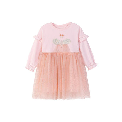 MyKids-USA® Butterfly Pattern Long Sleeves Crew Neck Dress for Stylish Girls