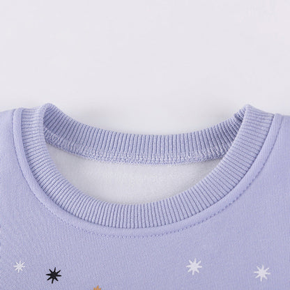 MyKids-USA® Geometric and Flowers Pattern Long Sleeves Crew Neck Dress for Stylish Girls