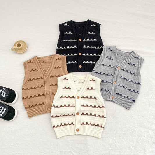 MyKids-USA® Baby Unisex Comfortable Striped Pattern Knitted Sleeveless Vest