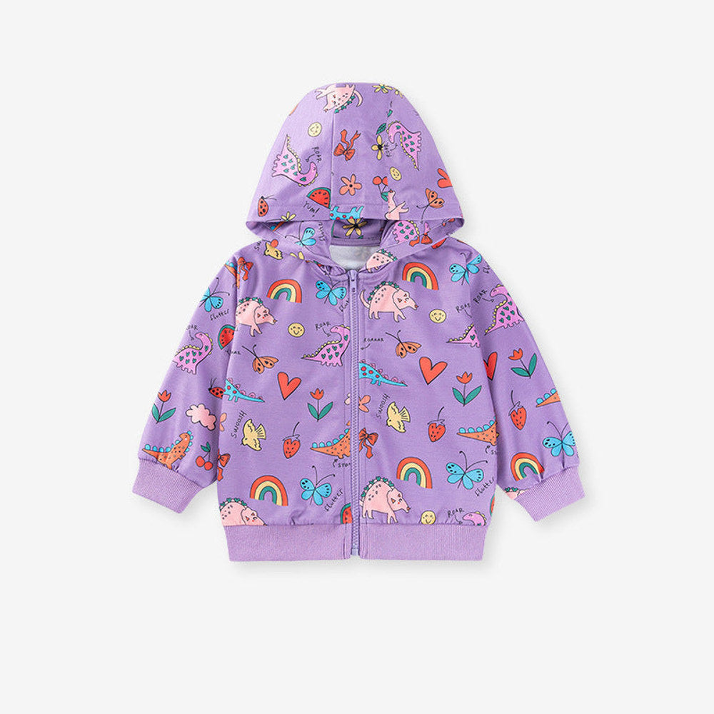 MyKids-USA® Girls Animals and Flowers Cartoon Pattern Long Sleeves Zip-up Coat