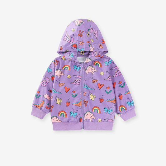 MyKids-USA® Girls Animals and Flowers Cartoon Pattern Long Sleeves Zip-up Coat