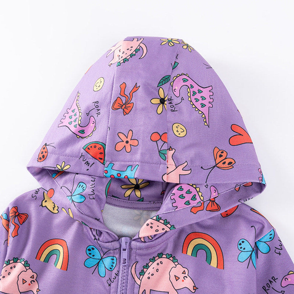 MyKids-USA® Girls Animals and Flowers Cartoon Pattern Long Sleeves Zip-up Coat
